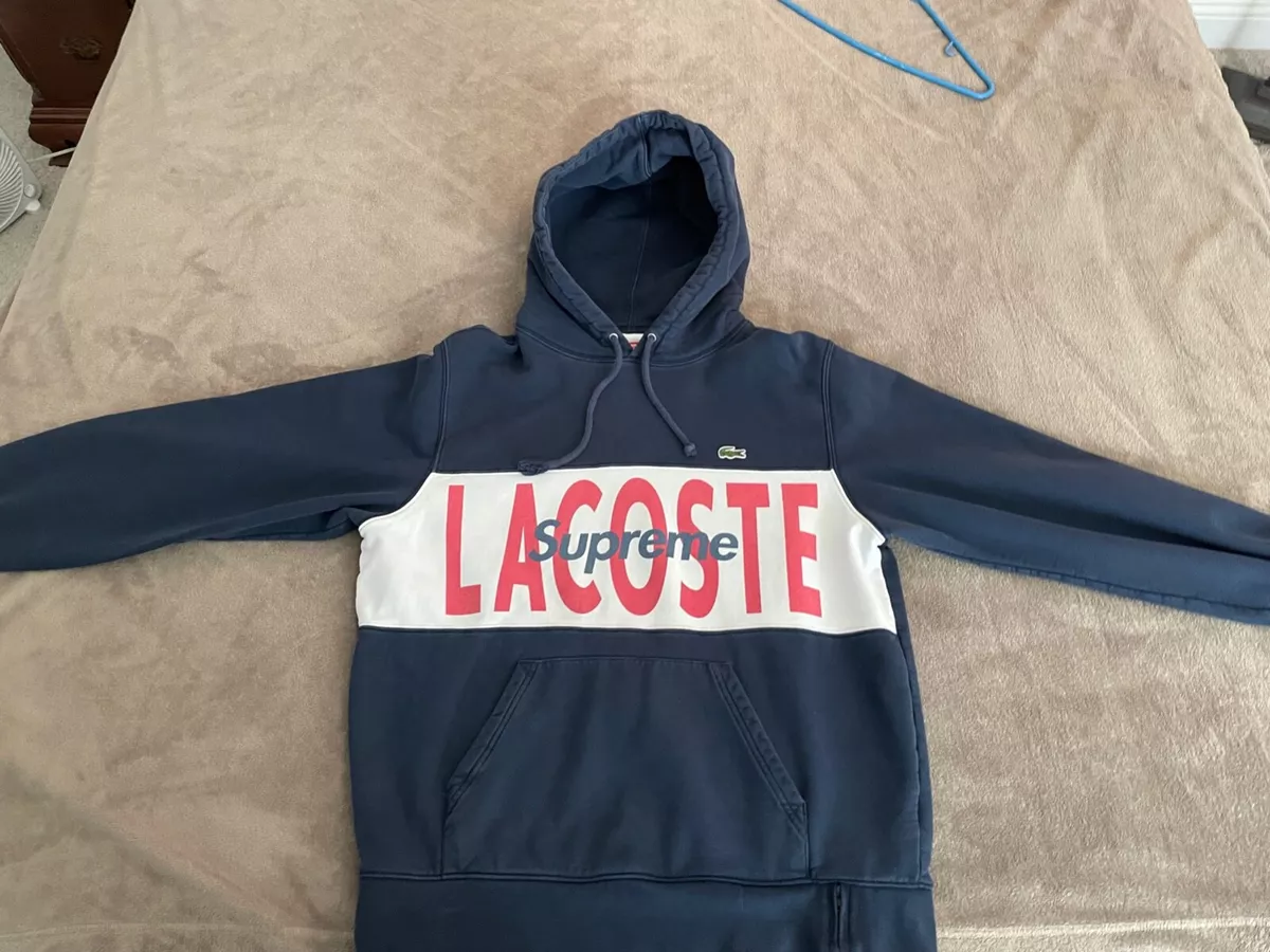 supreme lacoste logo panel hooded sweats