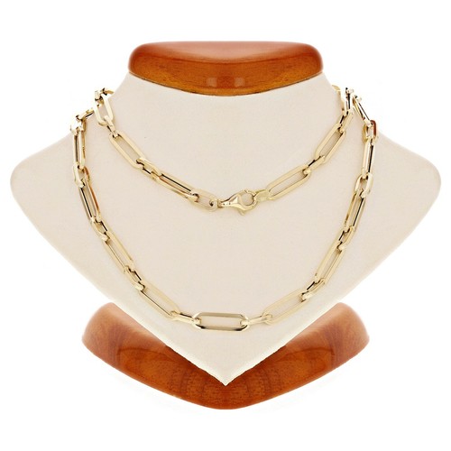 Italian 14k Yellow Gold Hollow Paper Clip Chain Necklace 20" 4.2mm 7 grams - Picture 2 of 5