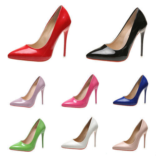 Zapatos de salón de mujer tacón alto Stiletto elegantes charol zapatos de tacón 12 cm de alto DE - Imagen 1 de 26