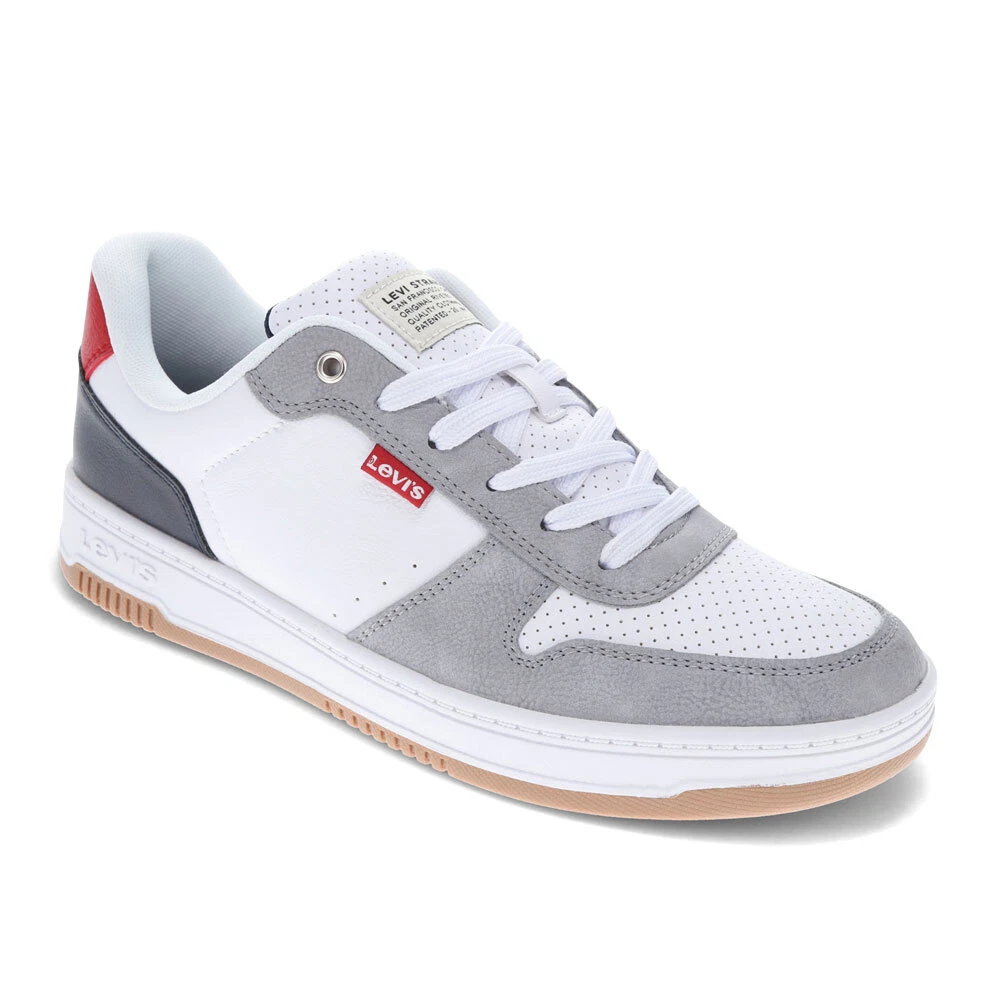 Red leatherette lace up sneaker deals price