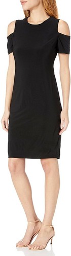 RONNIE NICOLE BLACK SHIFT STRETCH COLD SHOULDER DRESS UK SIZE 14 US SIZE 10 - Picture 8 of 8