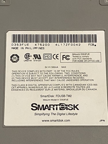 SmartDisk FDUSB-TM2 USB External 3.5" Floppy Disk Drive Gray Tested Works In#x81 - 第 4/7 張圖片