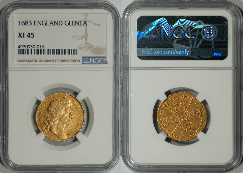 Great Britain 1683 Charles II Gold Guinea NGC XF-45 - Image 2 of 2