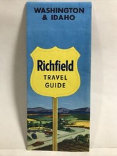 1950 RICHFIELD OIL WASHINGTON AND IDAHO STATE HIGHWAY ROAD MAP Travel Tour Guide