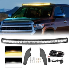 Amber White Strobe 52'' LED Light Bar Roof Mounting Kit for Toyota Tundra 07-21