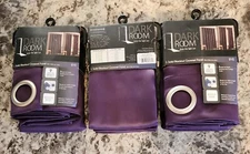 NEW 3 Solid Purple Dark Room Blackout Grommet Curtain Panels 40" x 84" each Plum