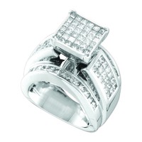 14k White Gold 3.00ctw Invisible Diamond W/0.33ctw Princess-cut Bridal Set Ring on sale 14k White Gold 3.00ctw Invisible Diamond W/0.33ctw Princess-cut Bridal Set Ring on sale