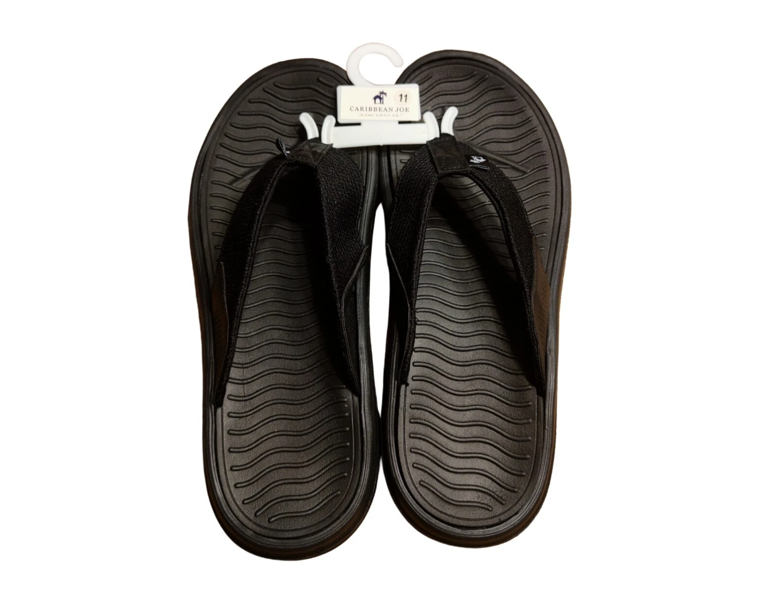 Caribbean Joe Men's Havana Flip Flop Size 11 Black