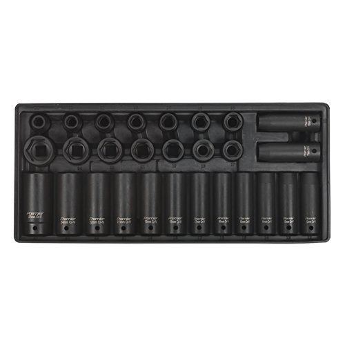 Sealey TBT24 Tool Tray Deep & Standard Impact Socket Set 28pce 1/2 Drive Metric