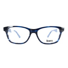 Tempo WP6103 BL Eyeglasses Frames blue Horn Striped Square Full Rim 51-15-135