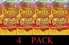 4x HONEY NUT CHEERIOS FAMILY SIZE Gluten Free Whole Grain Oats Cereal 18.8oz 4PK