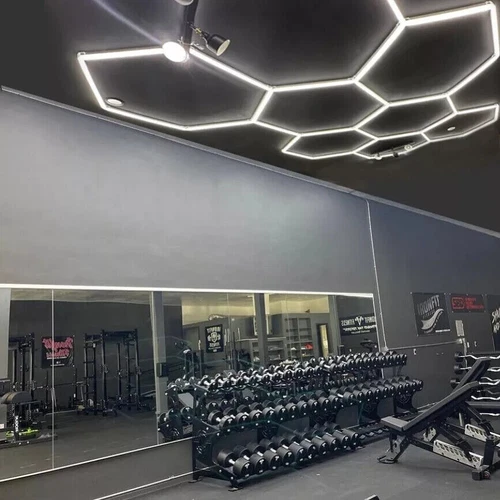 8Hex Hexagon LED Red Lighting Car Detail Retail Garage Workshop Wall Light Lamp - Picture 9 of 12