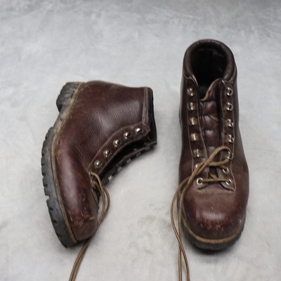 Fabiano Men? 8 Narrow Hiking Boots Brown Leather Lug Lace Rugged Italy VTG RARE