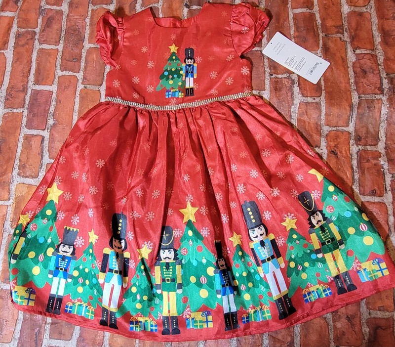Blueberi Boulevard Girls Christmas Dress Size 6 Nutcracker Print Holiday NWT