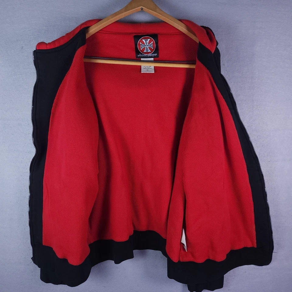 Sudadera con capucha vintage West Coast Choppers para hombre XL forrada con gofres cremallera completa Jesse James Y2K Foto 4 de 4