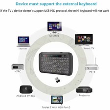 H20 Mini Backlit Wireless Keyboard | Air Mouse Touchpad IR Learning Remote