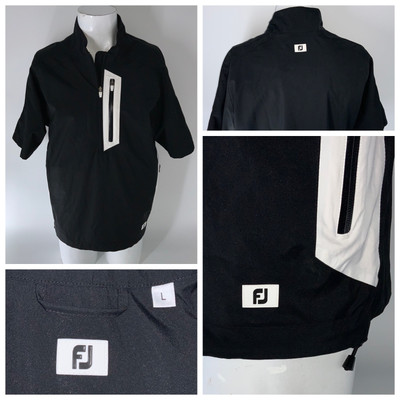 FootJoy Short Sleeve 1/2 Zip Golf Pullover Men s L Black Polyester YGI A3-337