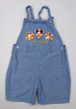 Rare Mickey For Kids Brand Vintage Mickey Goofy 4T Cotton Blue Shortalls - EUC