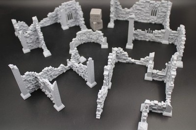 Tabletop Terrain Scatter Ruin Walls Set B Dnd RPG wargame skirmish 28-32mm