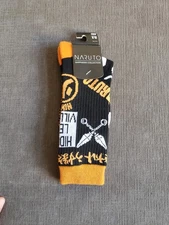 Bioworld Naruto Symbols Crew Socks - BRAND NEW! Fits Size 8-12 Black Orange