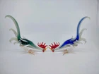 Vtg Murano Style Hand Blown Glass Fighting Roosters Figurine Sculptures.5 3/4" T