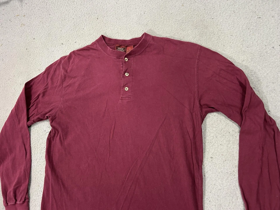 Camisa masculina High Sierra média Borgonha Henley manga longa Mervyns caminhada Gorpcore - Imagem 2 de 4
