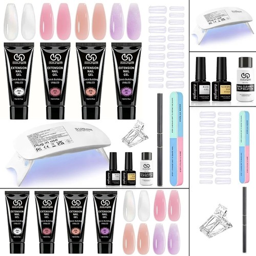 12 PCS Poly Nail Extension Gel Kit UV LED Lamp Builder Gel Nail Art Starter Set