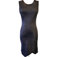 Astr Women's Mini Dress Black Size S Jeweled Neckline Sequin Asymmetrical Party