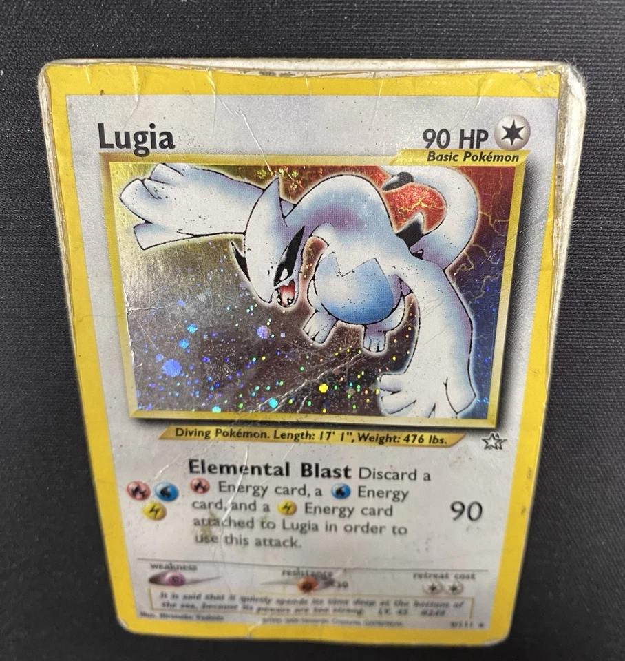 Pokémon Lugia 9/111 Neo Genesis Unlimited Holo DAMAGED / HEAVILY PLAYED Rare - Image 3 of 4