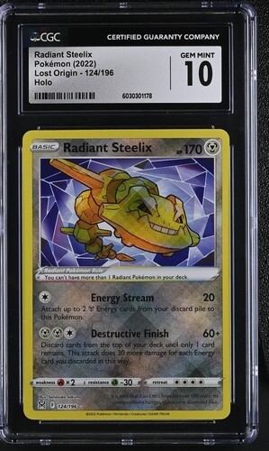 Pokemon Radiant Steelix #124 Holo Lost Origin 2022 - CGC 10 Gem Mint