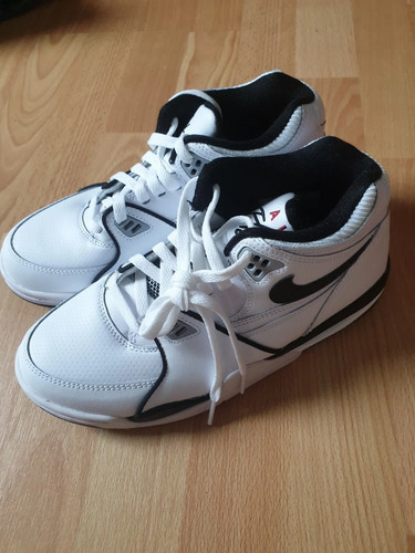 Nike Air Flight 89 (GS) scarpe da basket bianche nere HF0406-102 taglie UK 5 - Foto 10 di 16