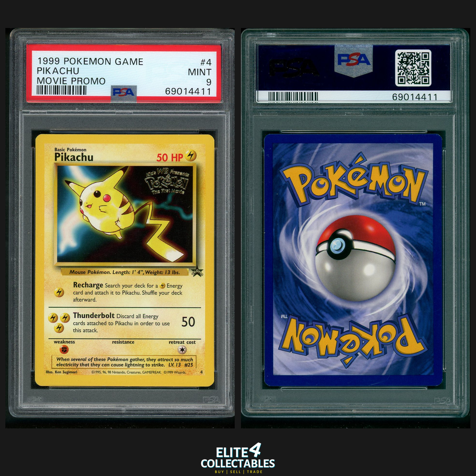 Pikachu 4  - PSA 9 (Promo - Black Star WOTC)
