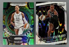2025 Panini Prizm WNBA A'ja Wilson Kaleidoscopic Green Prizm, White Seismic