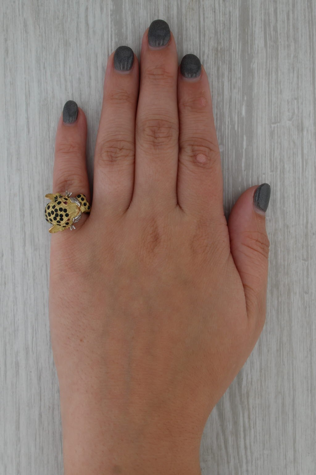 Leopard Ring Diamond Lab Created Ruby 18k Yellow … - image 9