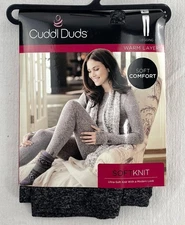 Cuddl Duds Softwear Leggings Womens L Gray Speckle Soft Knit Warm Layer Cozy NEW