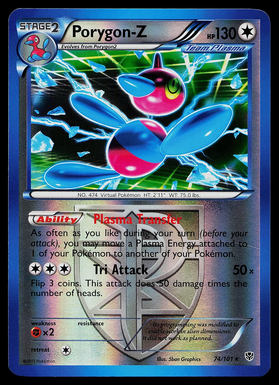Pokemon Card - Porygon-Z Plasma Blast 74/101 Holo Rare Reverse Holo