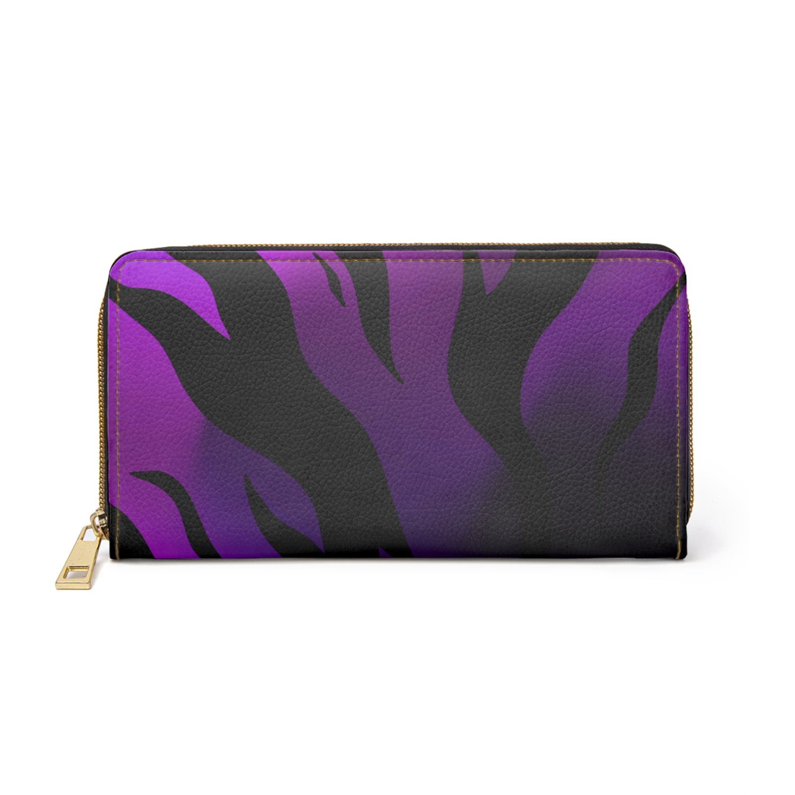 Purple Black Tiger Stripe Zipper Wallet | Animal Print Wallet