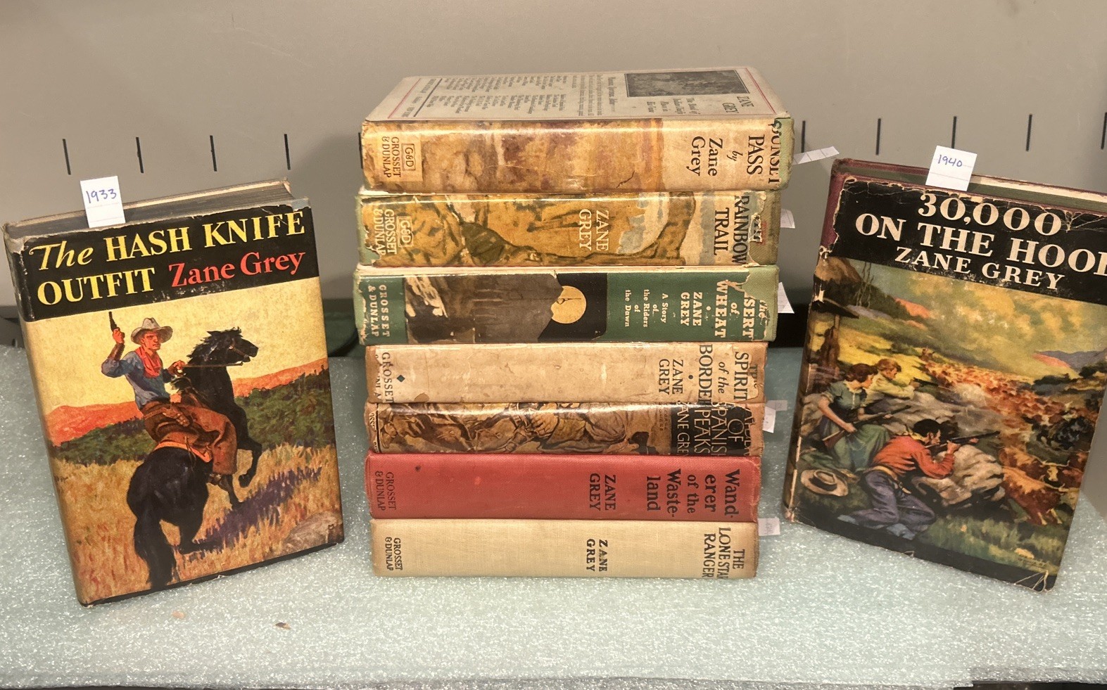 Zane Grey Vintage Hardcover Set of 9 Books with DJ’s Antique - collectible 1906