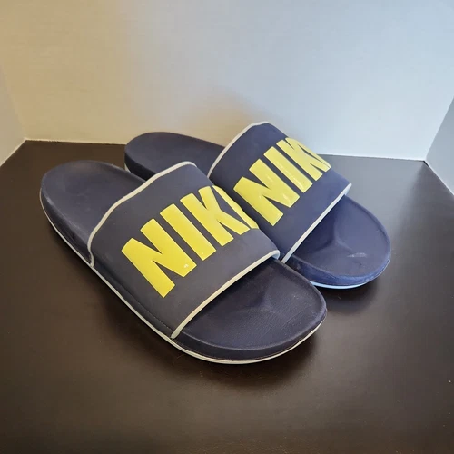Nike sandalo uomo blu giallo logo off court slide da scarpe taglia US 14