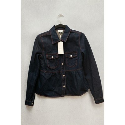VILA Clothes dark wash denim peplum jacket women s S NWT