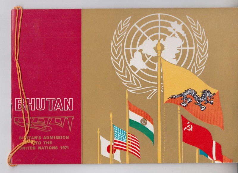 1971 BHUTAN. Admission to the United Nations. FDC, stamps and sovenir folder