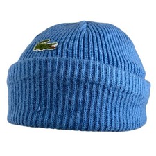 CHEMISE LACOSTE Vintage 70s 80s Blue Beanie Hat Ski Bobble Made In France
