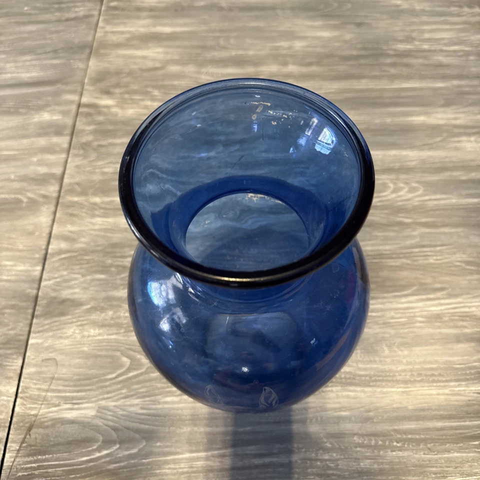 Western Etched Horse Cobalt Blue Europa Vase 11 In - Image 3 of 4