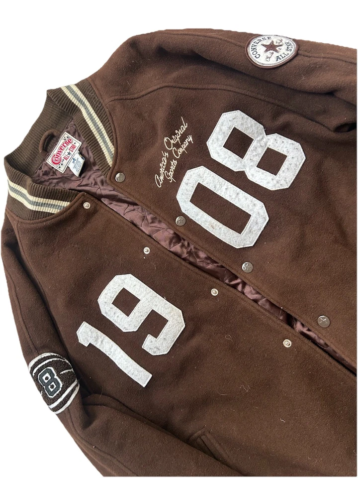 Chaqueta Universitaria Converse Marrón De Colección Para Hombre 2XL 90s EE. UU. Chaqueta de Baloncesto Rara Foto 3 de 4