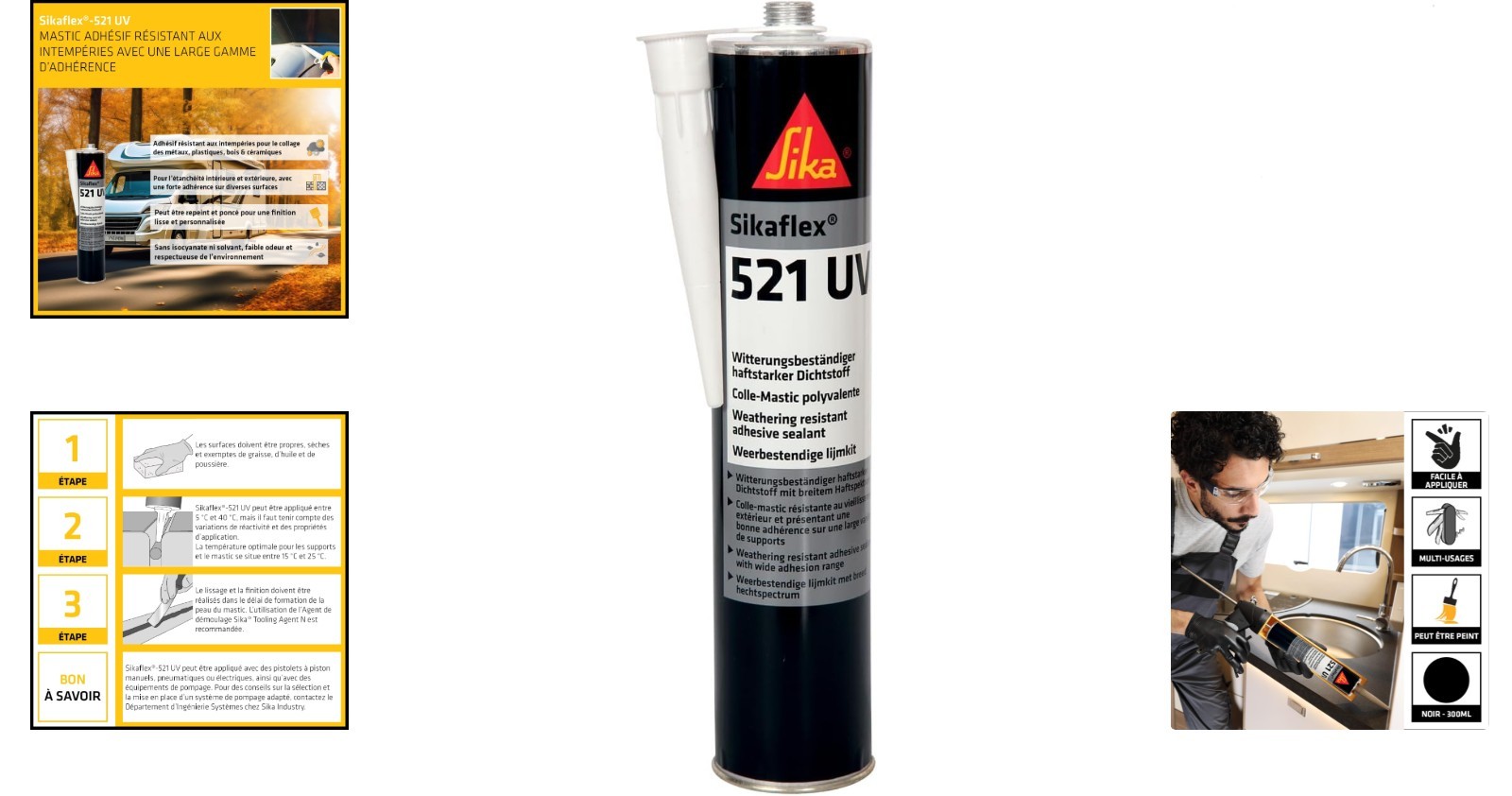 Mastic Sika 300ml Joint Étanche Polyuréthane Toit Caravane