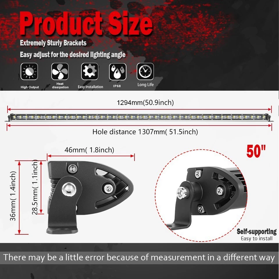 Fit 97-03 Ford F150 50'' Spot Flood Slim LED Light Bar Upper Roof Bracket Kits - Image 2 of 4