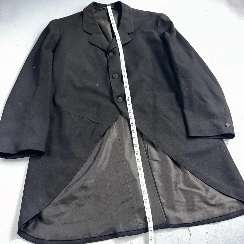 Antique 3 Pc Edwardian Morning Suit Black Wool Frock Coat Vest Pants 1890s 1900s - Image 3 of 4