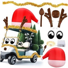 9 Pcs Christmas Parade Golf Cart Decorations Kit with LED Light String - 4 ft
