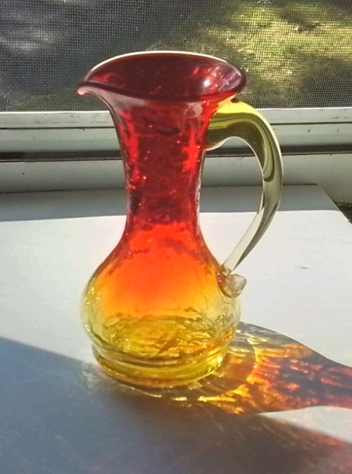 5" Amberania Crackle Pitcher/creamer