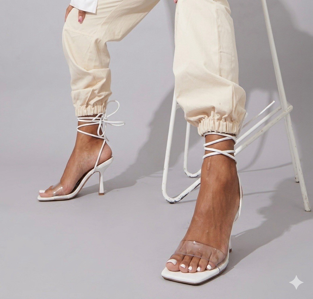 white closed toe lace up heels